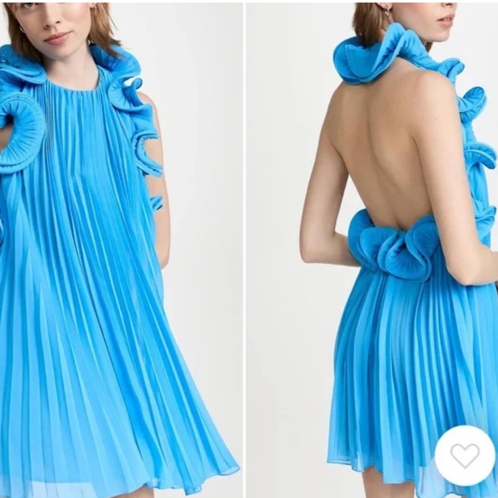 Pleated blue AMUR dress backless